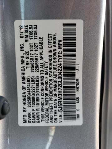 Photo 14 from auction – 2012 HONDA CR-V EXL with VIN 5J6RM3H72CL004224