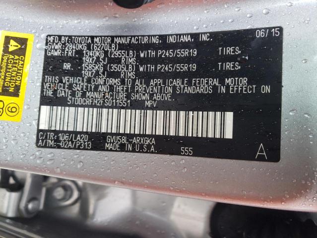 Foto 14 de la subasta – 2015 TOYOTA HIGHLANDER con VIN 5TDDCRFH2FS011551