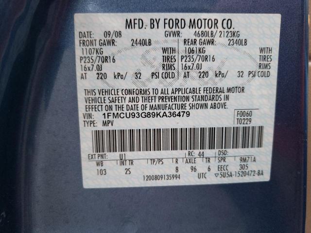 Photo 14 from auction – 2009 FORD ESCAPE XLT with VIN 1FMCU93G89KA36479