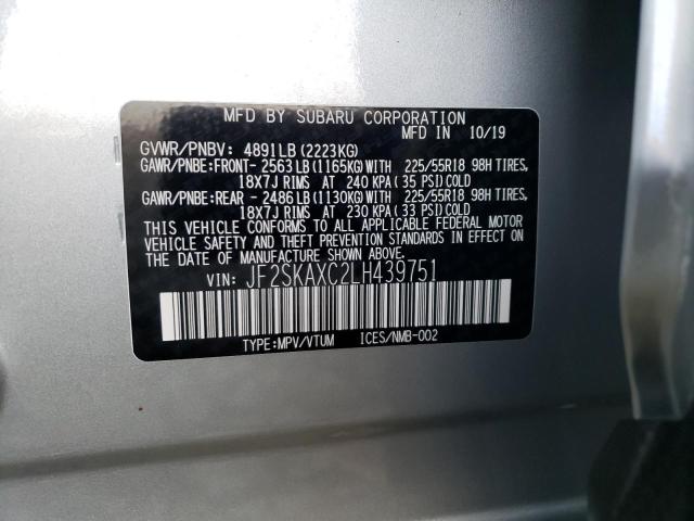Zdjęcie 14 z aukcji – 2020 SUBARU FORESTER T z VIN JF2SKAXC2LH439751