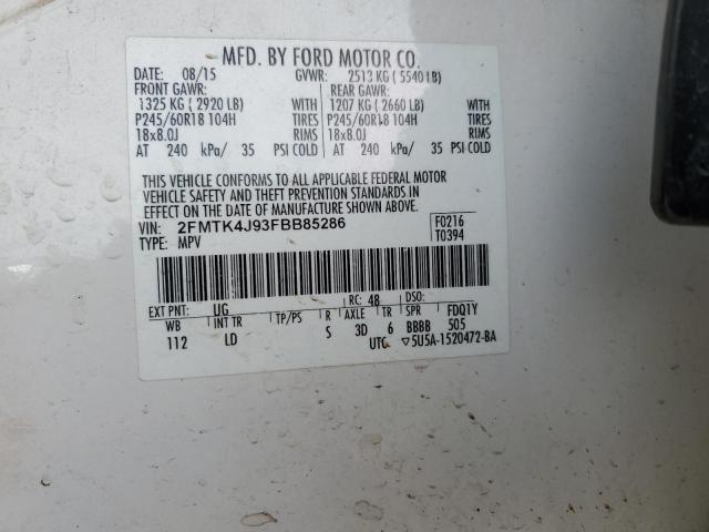 Photo 14 from auction – 2015 FORD EDGE SEL with VIN 2FMTK4J93FBB85286