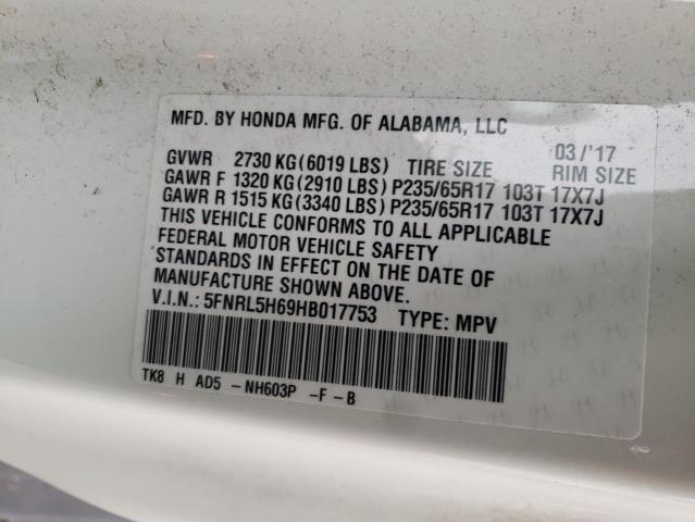 Photo 14 from auction – 2017 HONDA ODYSSEY EX with VIN 5FNRL5H69HB017753