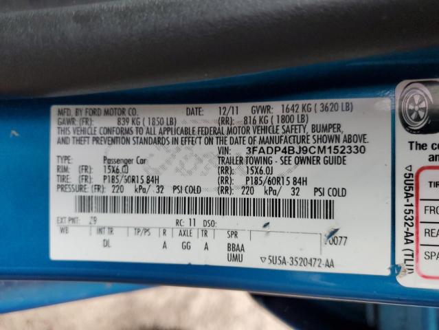 Photo 10 from auction – 2012 FORD FIESTA with VIN 3FADP4BJ9CM152330