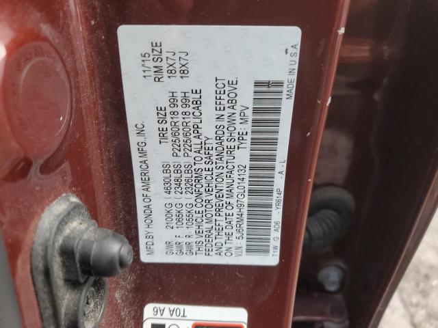 Photo 14 from auction – 2016 HONDA CR-V TOURI with VIN 5J6RM4H97GL014132