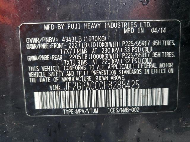 Photo 14 from auction – 2014 SUBARU XV CROSSTR with VIN JF2GPACC0E8288425