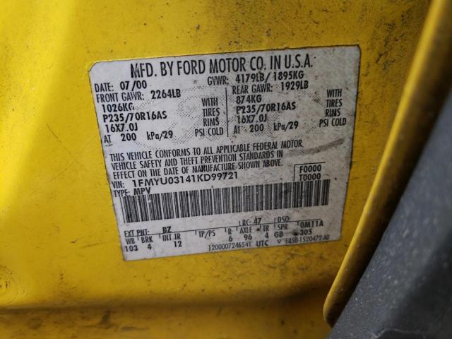 Photo 14 from auction – 2001 FORD ESCAPE XLT with VIN 1FMYU03141KD99721