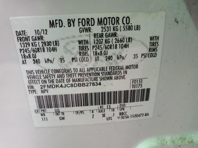 Photo 14 from auction – 2013 FORD EDGE SEL with VIN 2FMDK4JC8DBB27834