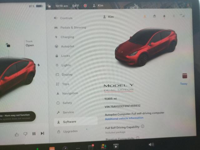 Photo 9 from auction – 2022 TESLA MODEL Y with VIN 7SAYGDEF6NF468832