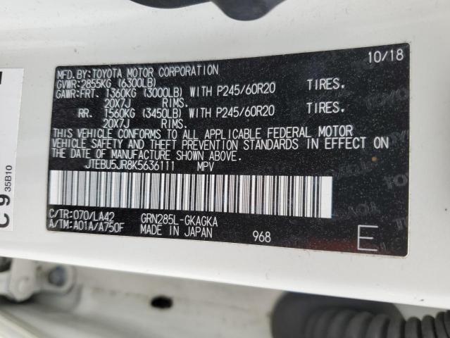 Photo 14 from auction – 2019 TOYOTA 4RUNNER SR with VIN JTEBU5JR8K5636111