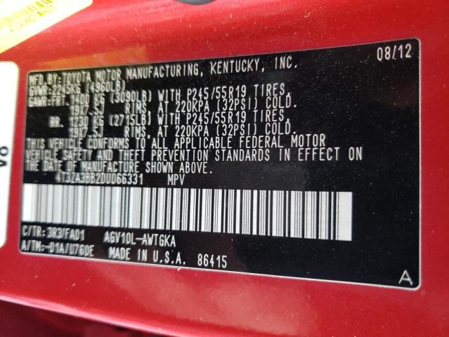 Photo 14 from auction – 2013 TOYOTA VENZA LE with VIN 4T3ZA3BB2DU066331