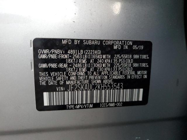 Photo 14 from auction – 2019 SUBARU FORESTER L with VIN JF2SKAUC2KH553543