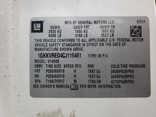 Photo 14 from auction – 2012 GMC ACADIA SLT with VIN 1GKKVRED4CJ116461
