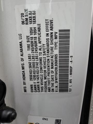 Photo 14 from auction – 2020 HONDA PILOT EX with VIN 5FNYF6H39LB068905