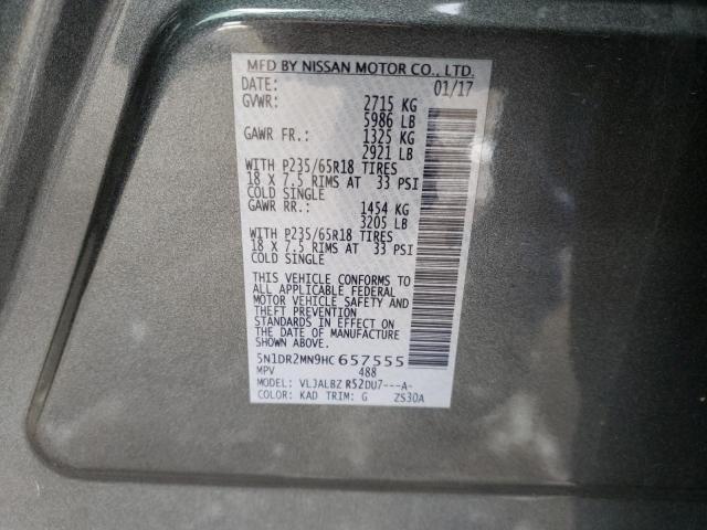 Photo 14 from auction – 2017 NISSAN PATHFINDER with VIN 5N1DR2MN9HC657555