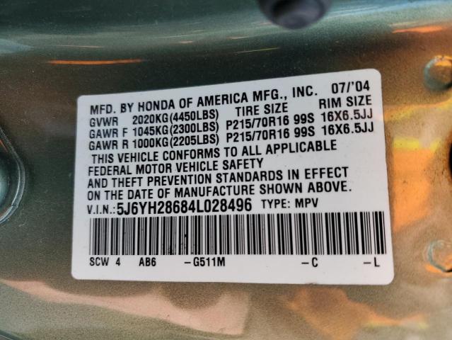Photo 14 from auction – 2004 HONDA ELEMENT EX with VIN 5J6YH28684L028496