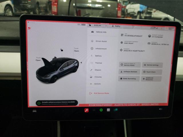 Photo 9 from auction – 2018 TESLA MODEL 3 with VIN 5YJ3E1EB2JF099437
