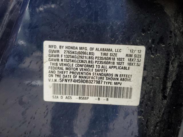 Photo 14 from auction – 2013 HONDA PILOT EXL with VIN 5FNYF4H59DB027987