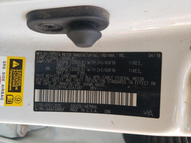 Photo 14 from auction – 2018 TOYOTA HIGHLANDER with VIN 5TDJZRFHXJS547397