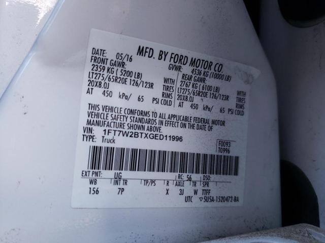 Photo 10 from auction – 2016 FORD F250 SUPER with VIN 1FT7W2BTXGED11996