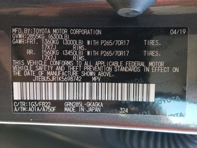 Photo 14 from auction – 2019 TOYOTA 4RUNNER SR with VIN JTEBU5JR1K5698742