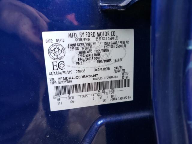 Photo 14 from auction – 2013 FORD EDGE SEL with VIN 2FMDK4JC0DBA38467