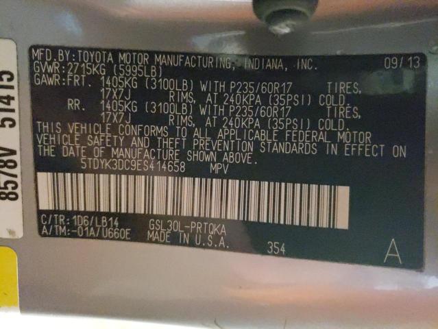 Photo 14 from auction – 2014 TOYOTA SIENNA XLE with VIN 5TDYK3DC9ES414658