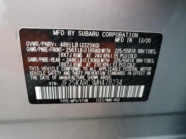 Photo 14 from auction – 2021 SUBARU FORESTER S with VIN JF2SKARC3MH478234