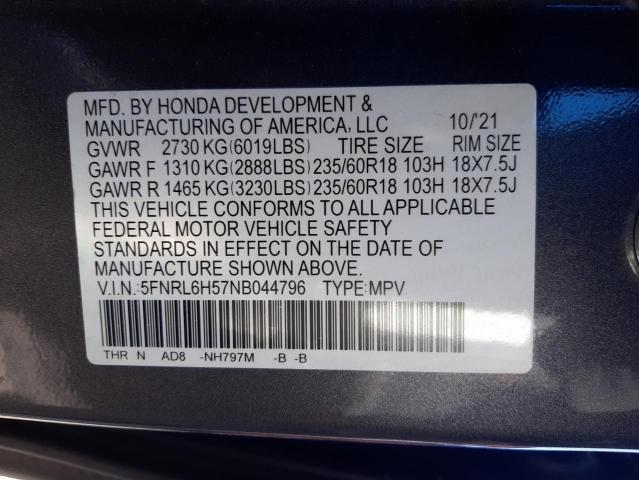 Photo 14 from auction – 2022 HONDA ODYSSEY EX with VIN 5FNRL6H57NB044796