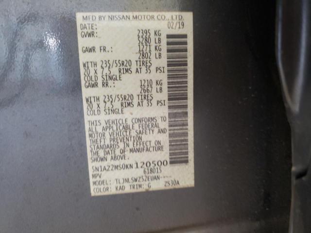 Photo 14 from auction – 2019 NISSAN MURANO S with VIN 5N1AZ2MS0KN120500