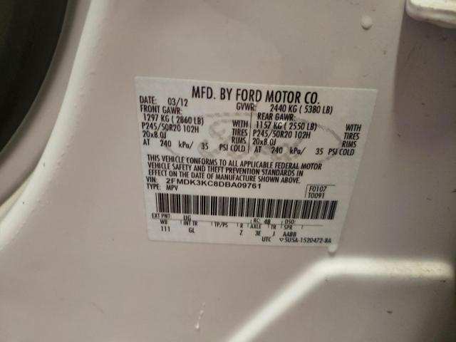 Photo 10 from auction – 2013 FORD EDGE LIMIT with VIN 2FMDK3KC8DBA09761