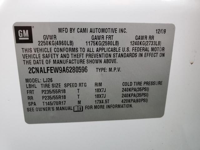 Photo 14 from auction – 2010 CHEVROLET EQUINOX LT with VIN 2CNALFEW9A6280596