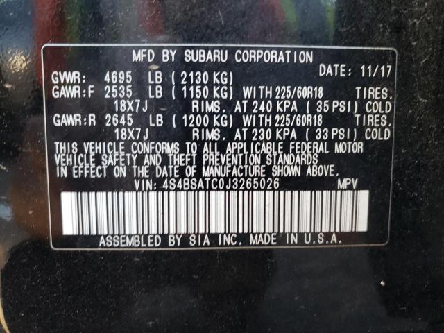 Photo 14 from auction – 2018 SUBARU OUTBACK TO with VIN 4S4BSATC0J3265026
