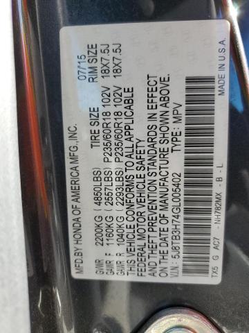 Photo 14 from auction – 2016 ACURA RDX ADVANC with VIN 5J8TB3H74GL005402