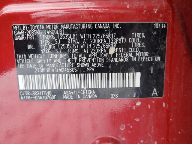 Photo 14 from auction – 2015 TOYOTA RAV4 LE with VIN 2T3BFREV1FW245605