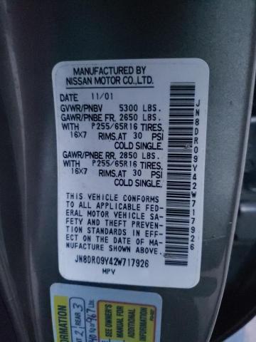 Photo 14 from auction – 2002 NISSAN PATHFINDER with VIN JN8DR09Y42W717926