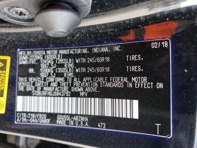 Photo 14 from auction – 2018 TOYOTA HIGHLANDER with VIN 5TDBZRFH0JS843792