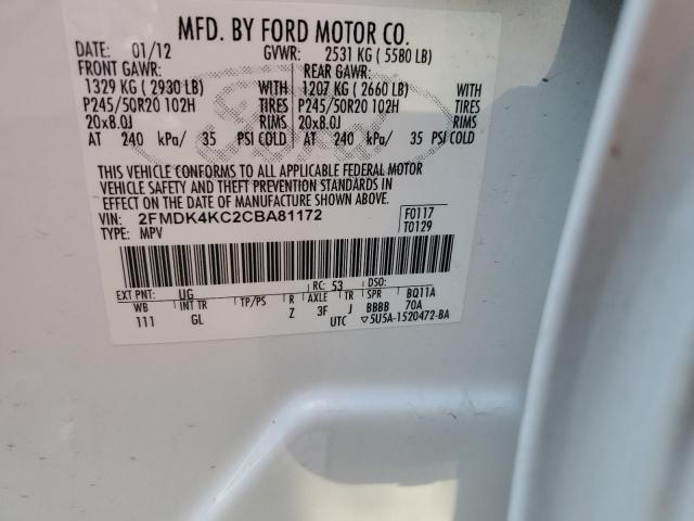 Photo 14 from auction – 2012 FORD EDGE LIMIT with VIN 2FMDK4KC2CBA81172