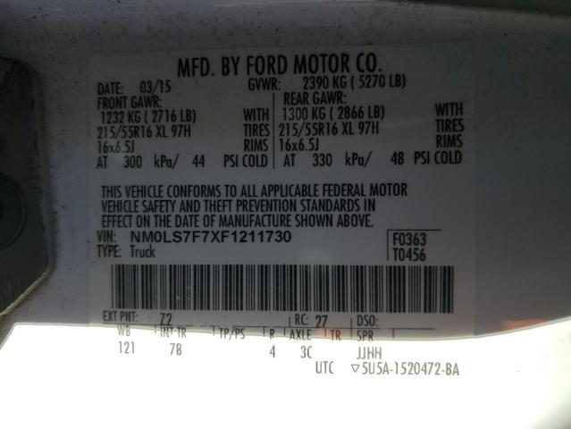 Photo 14 from auction – 2015 FORD TRANSIT CO with VIN NM0LS7F7XF1211730