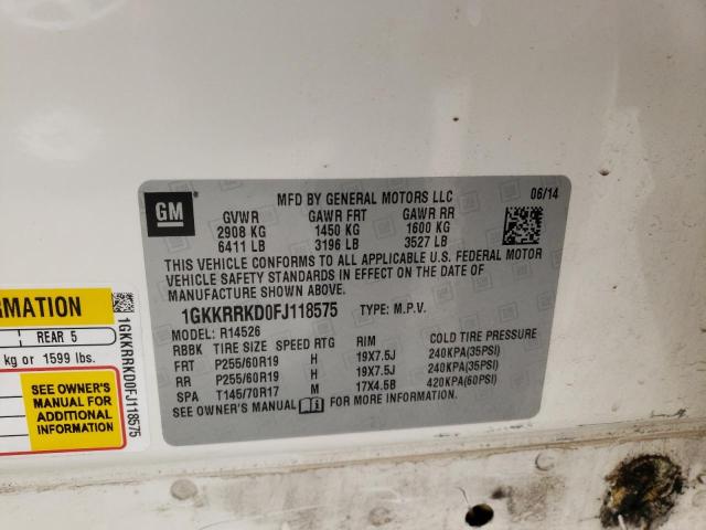 Photo 14 from auction – 2015 GMC ACADIA SLT with VIN 1GKKRRKD0FJ118575