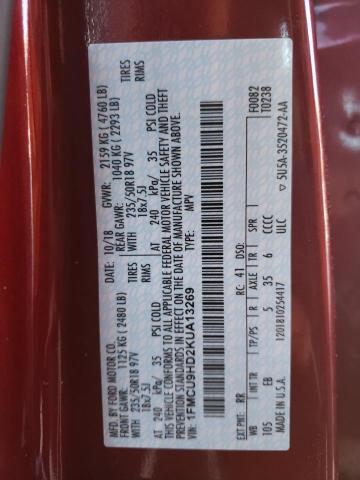 Photo 14 from auction – 2019 FORD ESCAPE SEL with VIN 1FMCU9HD2KUA13269