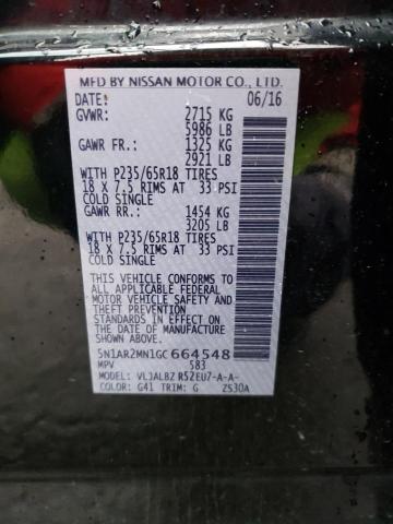 Photo 14 from auction – 2016 NISSAN PATHFINDER with VIN 5N1AR2MN1GC664548