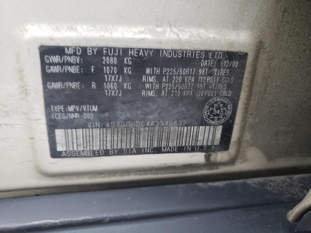 Photo 14 from auction – 2010 SUBARU OUTBACK 2. with VIN 4S4BRHBC4A3349632