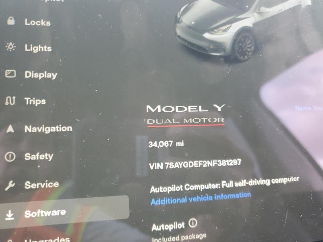 Photo 9 from auction – 2022 TESLA MODEL Y with VIN 7SAYGDEF2NF381297