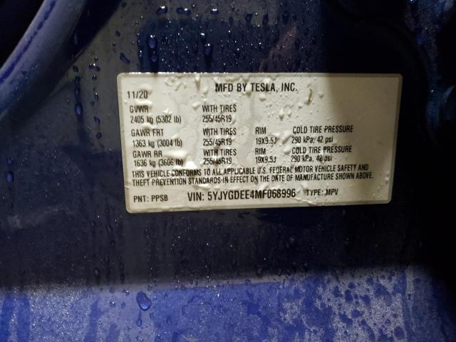 Photo 14 from auction – 2021 TESLA MODEL Y with VIN 5YJYGDEE4MF068996