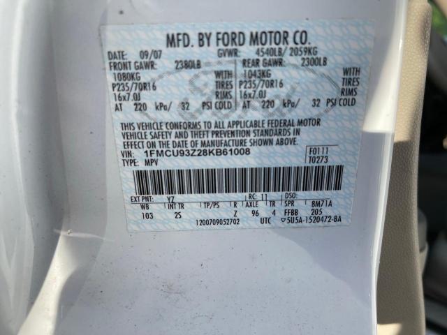 Photo 10 from auction – 2008 FORD ESCAPE XLT with VIN 1FMCU93Z28KB61008