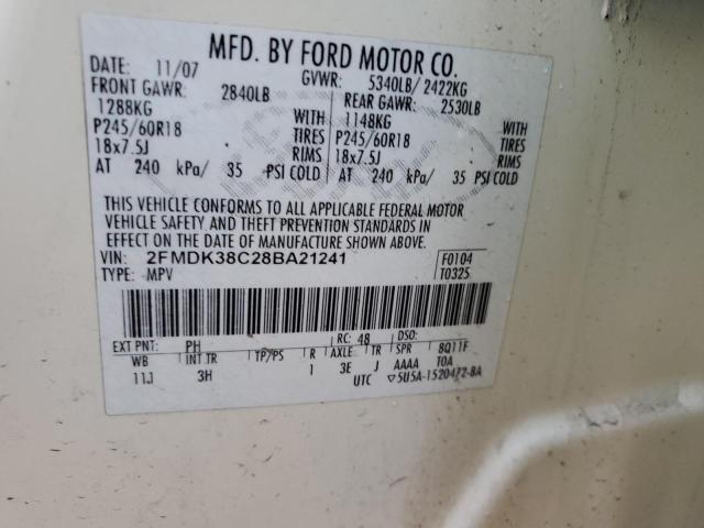 Photo 14 from auction – 2008 FORD EDGE SEL with VIN 2FMDK38C28BA21241