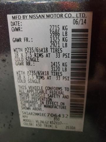 Photo 14 from auction – 2014 NISSAN PATHFINDER with VIN 5N1AR2MM1EC706432
