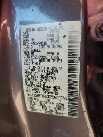 Photo 14 from auction – 2004 NISSAN XTERRA XE with VIN 5N1ED28TX4C656274