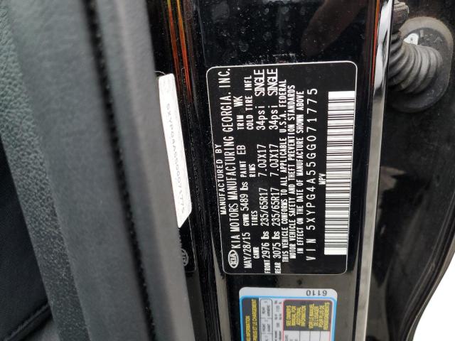 Photo 14 from auction – 2016 KIA SORENTO LX with VIN 5XYPG4A55GG071775