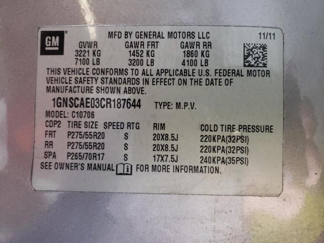 Photo 14 from auction – 2012 CHEVROLET TAHOE C150 with VIN 1GNSCAE03CR187644
